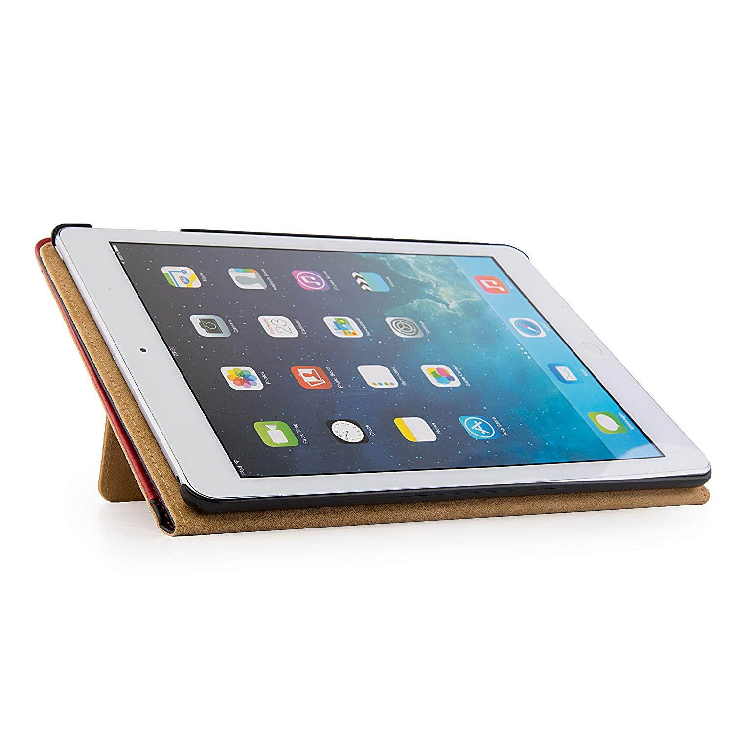 VanGoddy Red and Black Portfolio Case with Stand For Apple iPad Air