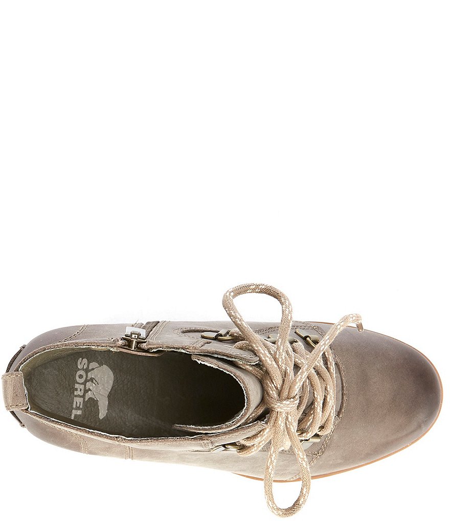 Sorel Joan Uptown Lace Waterproof Leather Wedge Lug Sole Booties