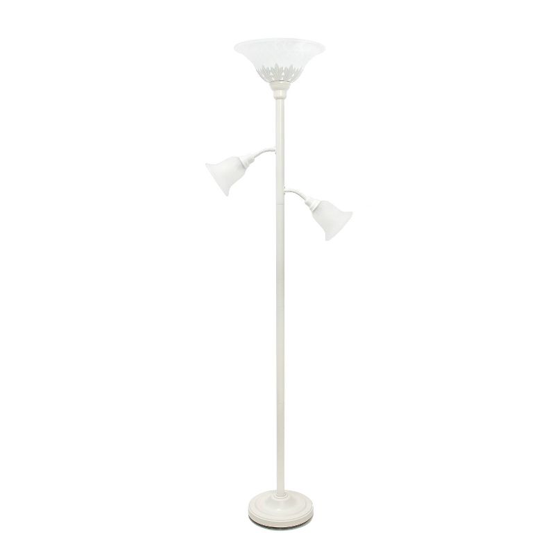 3 Light Floor Lamp with Scalloped Glass Shade White - Elegant Designs