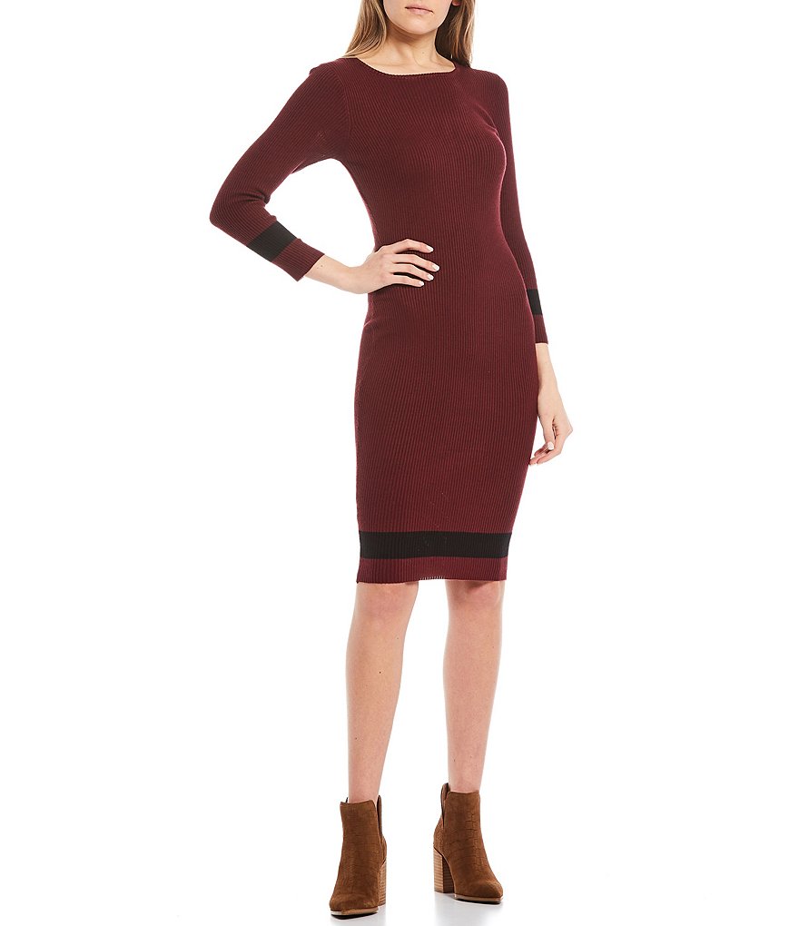 Stilletto's Mock Neck Rib Knit Sweater Dress