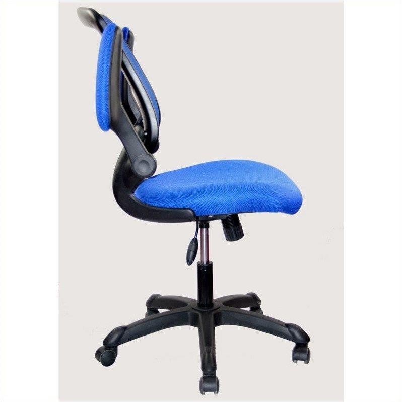 Techni Mobili Mesh Office Chair with Tilt and Height Adjustment, Executive Task Chair with Flip-Up Armrest and Non Marking Caster Wheels, Blue