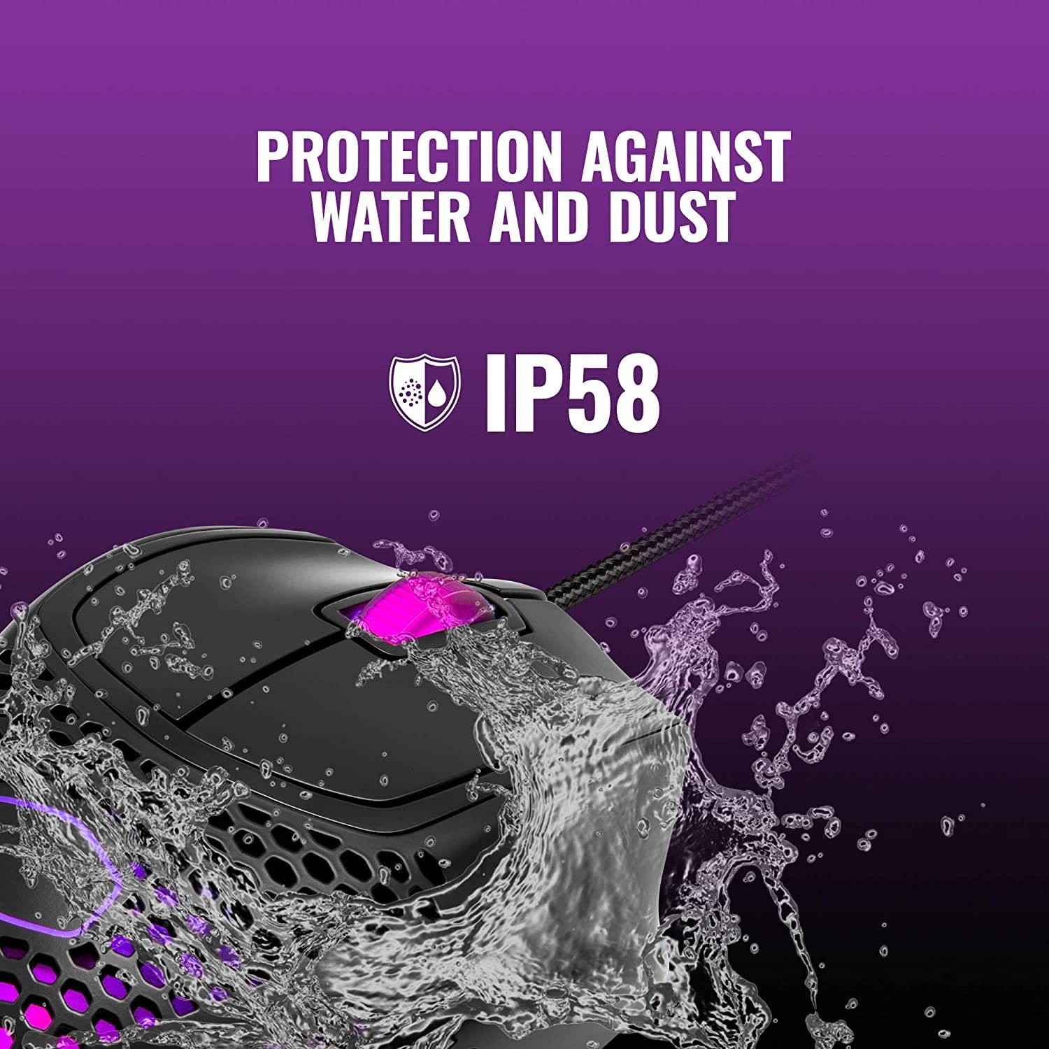 Cooler Master MM720 Black Matte Lightweight Gaming Mouse with Ultraweave Cable, 16000 DPI Optical Sensor, RGB and Unique Claw Grip Shape