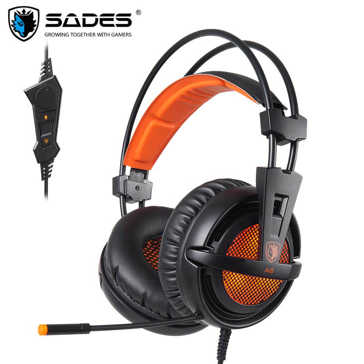 SADES A6 Virtual 7.1 Surround Sound USB Connector Wired Game Headset Over Ear For PC/Laptop
