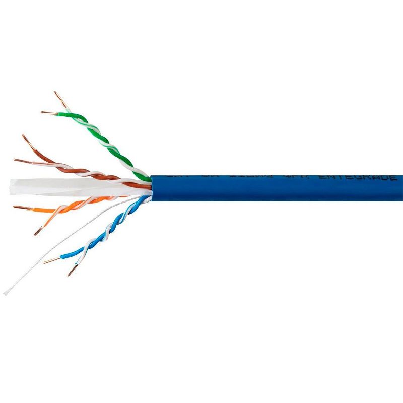 Monoprice Cat6A Plus Bulk Ethernet Network Cable - 1000 feet - Blue, Bare Copper, 650MHz, UTP, Solid, Riser-Rated (CMR), 23AWG, 10G - Entegrade Series