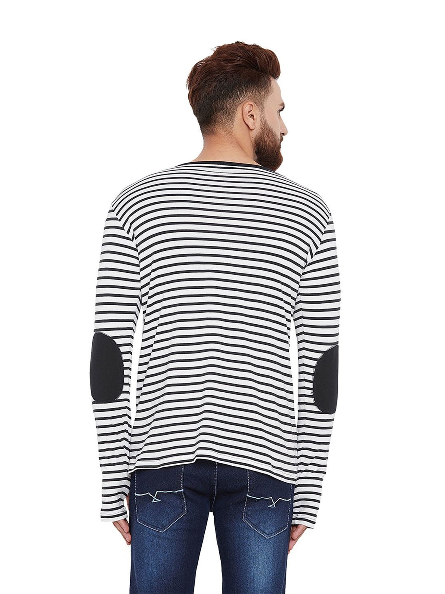 Hypernation White Striped Cotton T-Shirt