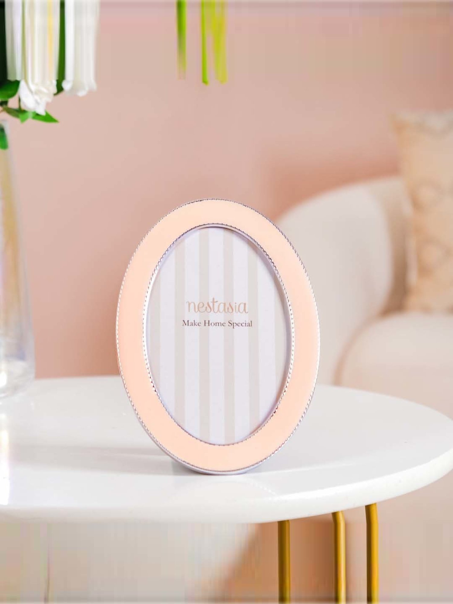 Nestasia Glossy Finish Peach Oval Photo Frame 7 Inches x 5 Inches