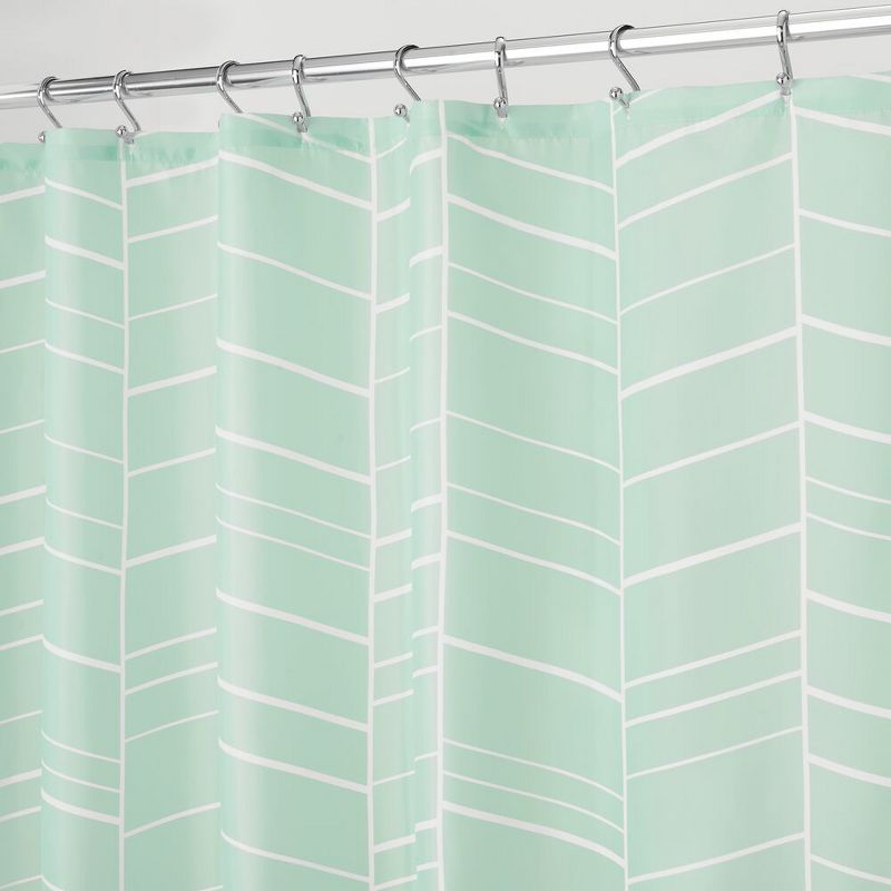 mDesign 3 Piece Decorative Bathroom Accessory Set, Curtain, Rug, Can - Mint/Gray