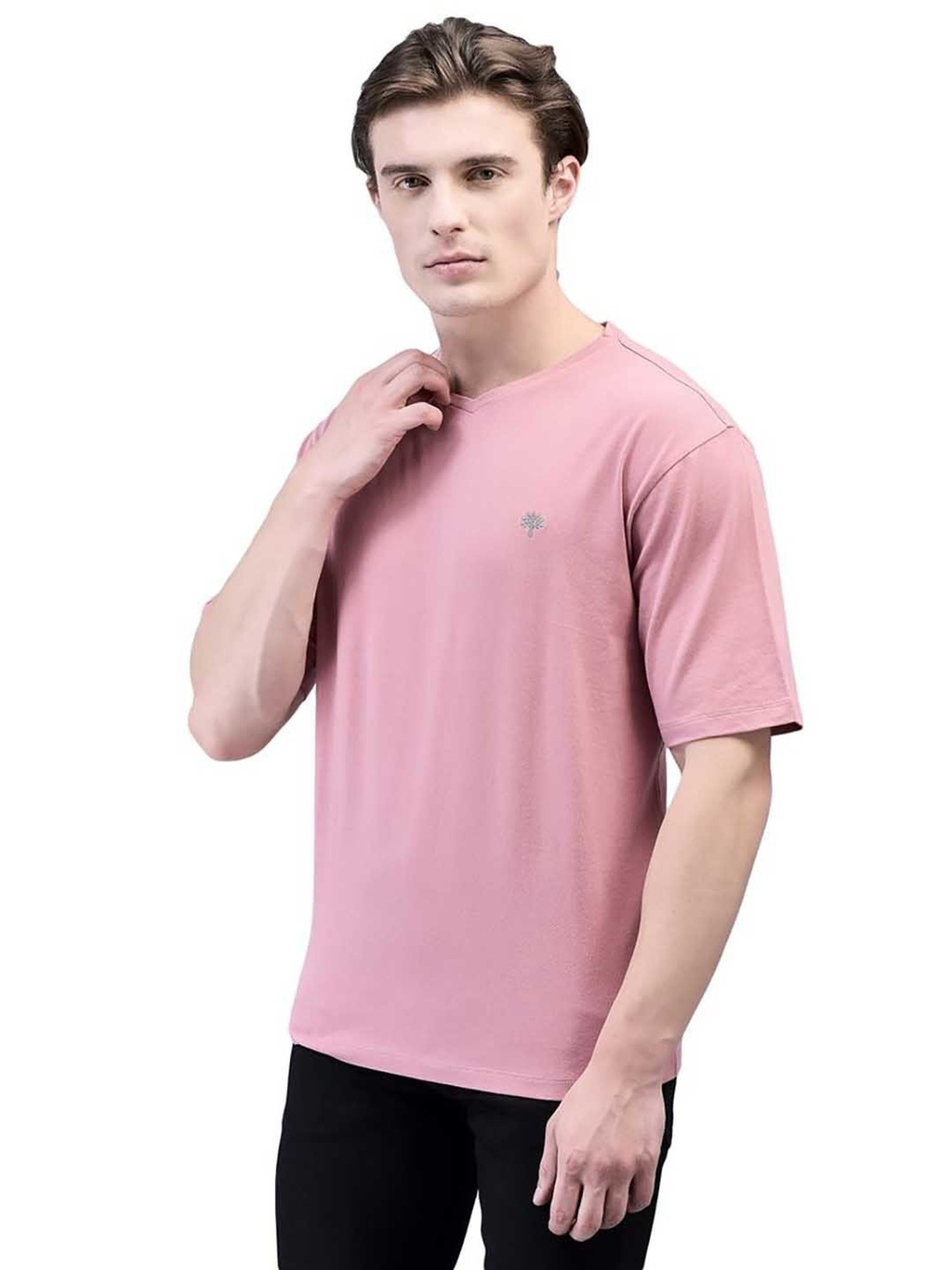 Woodland Pink Regular Fit V Neck T-Shirt