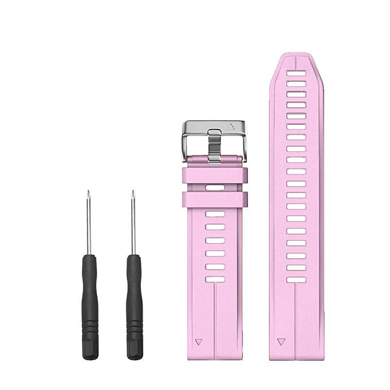 Compatible with Fenix 5S Plus Band Silicone Sport Watch Bands for Fenix 5SFenix 5S PlusFenix 6SFenix 6S ProD2 Delta S SmartwatchSilver BucklePink