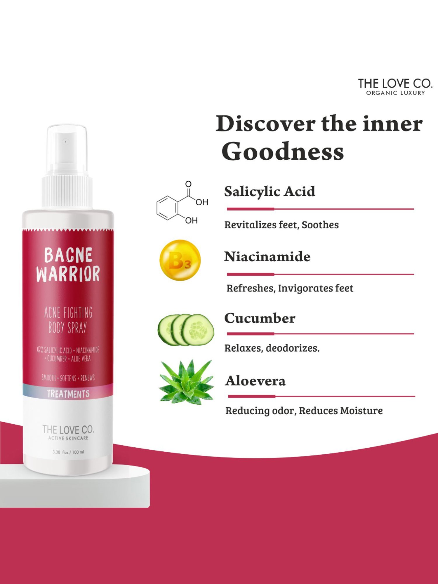 The Love Co. Bacne Warrior Acne Fighting Body Spray - 100 ml