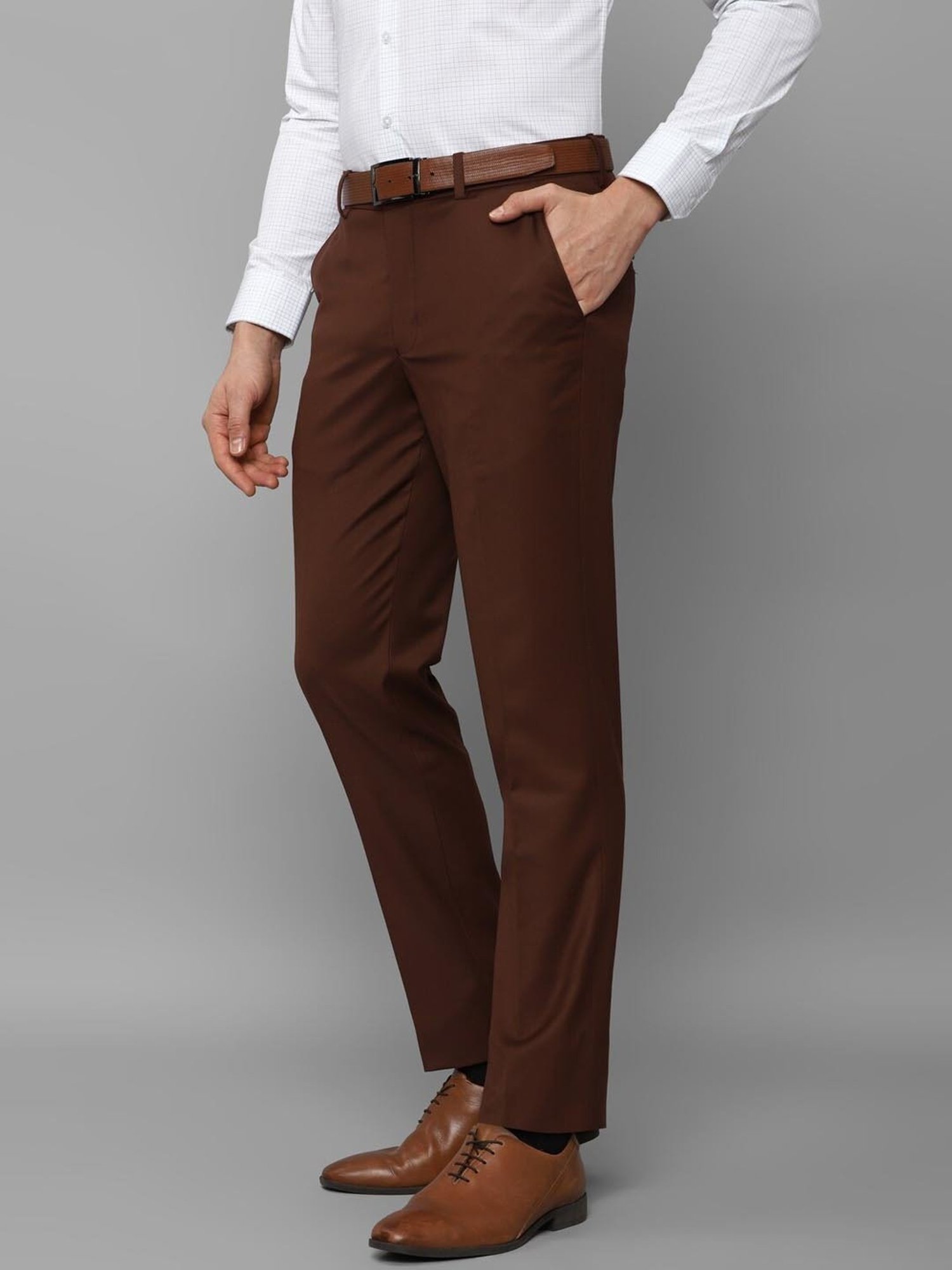 Louis Philippe Brown Slim Fit Trousers
