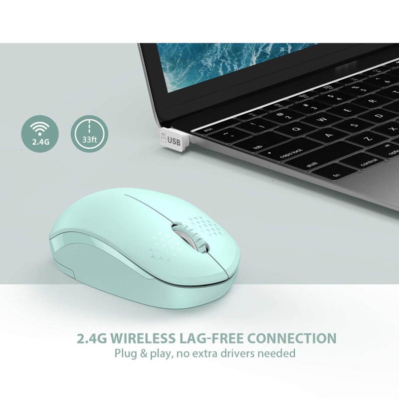 i210 Mute 2.4GHz 1600DPI Wireless Portable Ergonomic Noiseless Mouse for Desktop Computer Laptops