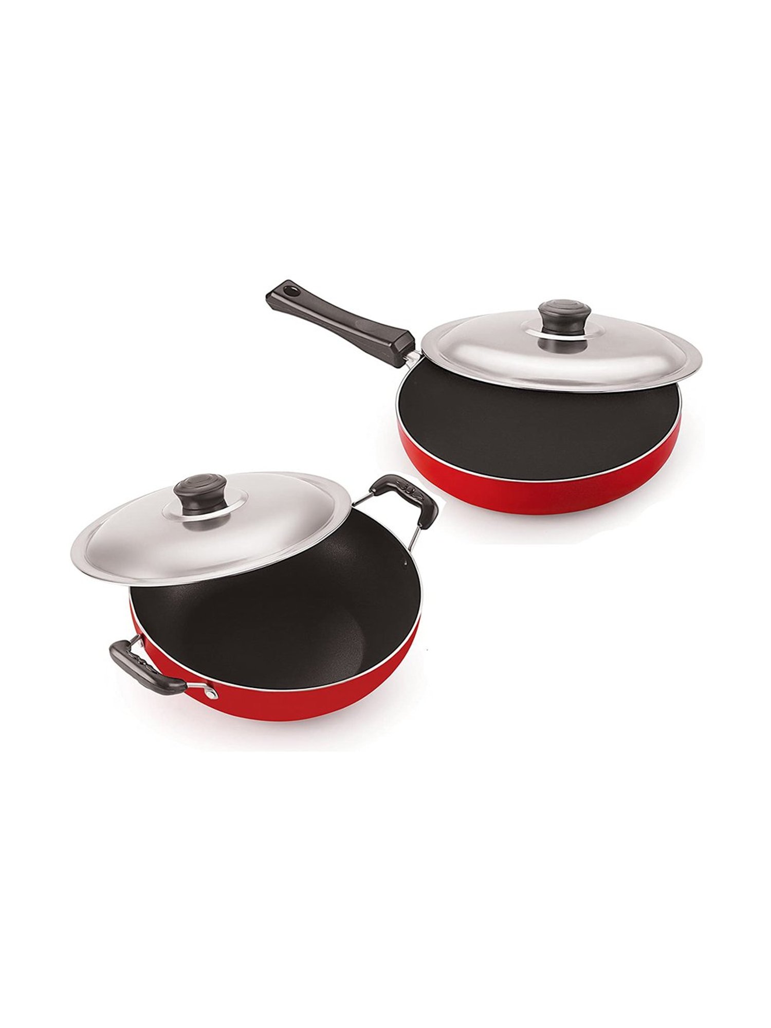 Nirlon Non-Stick Red Aluminium Pot & Pan Set