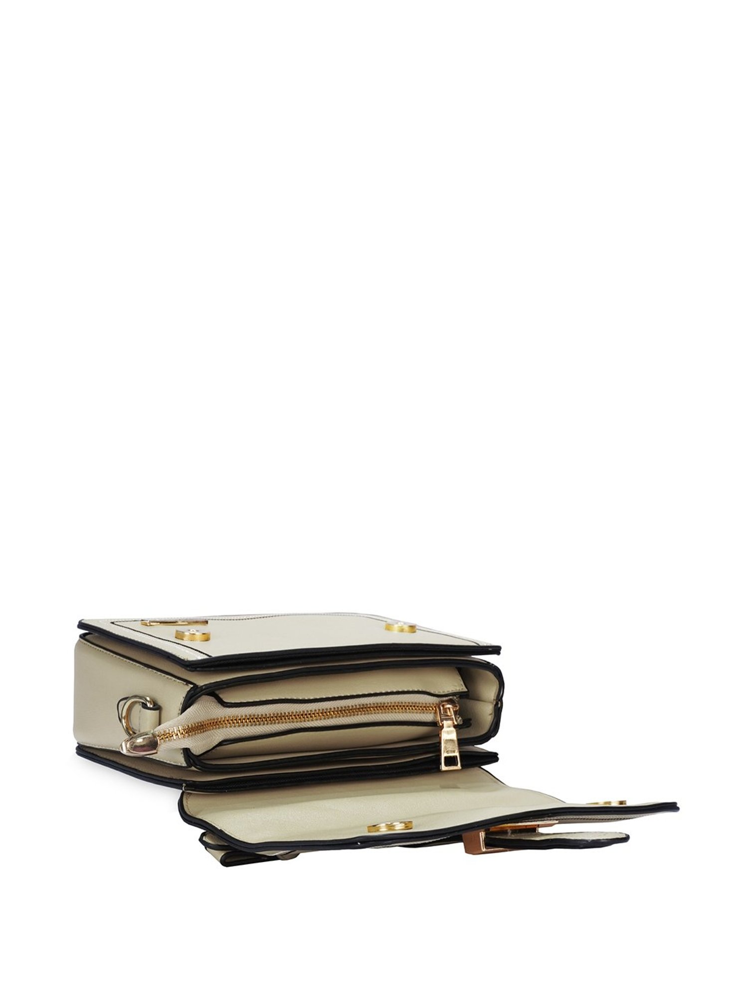 Luvoksi Beige Textured Medium Satchel Handbag