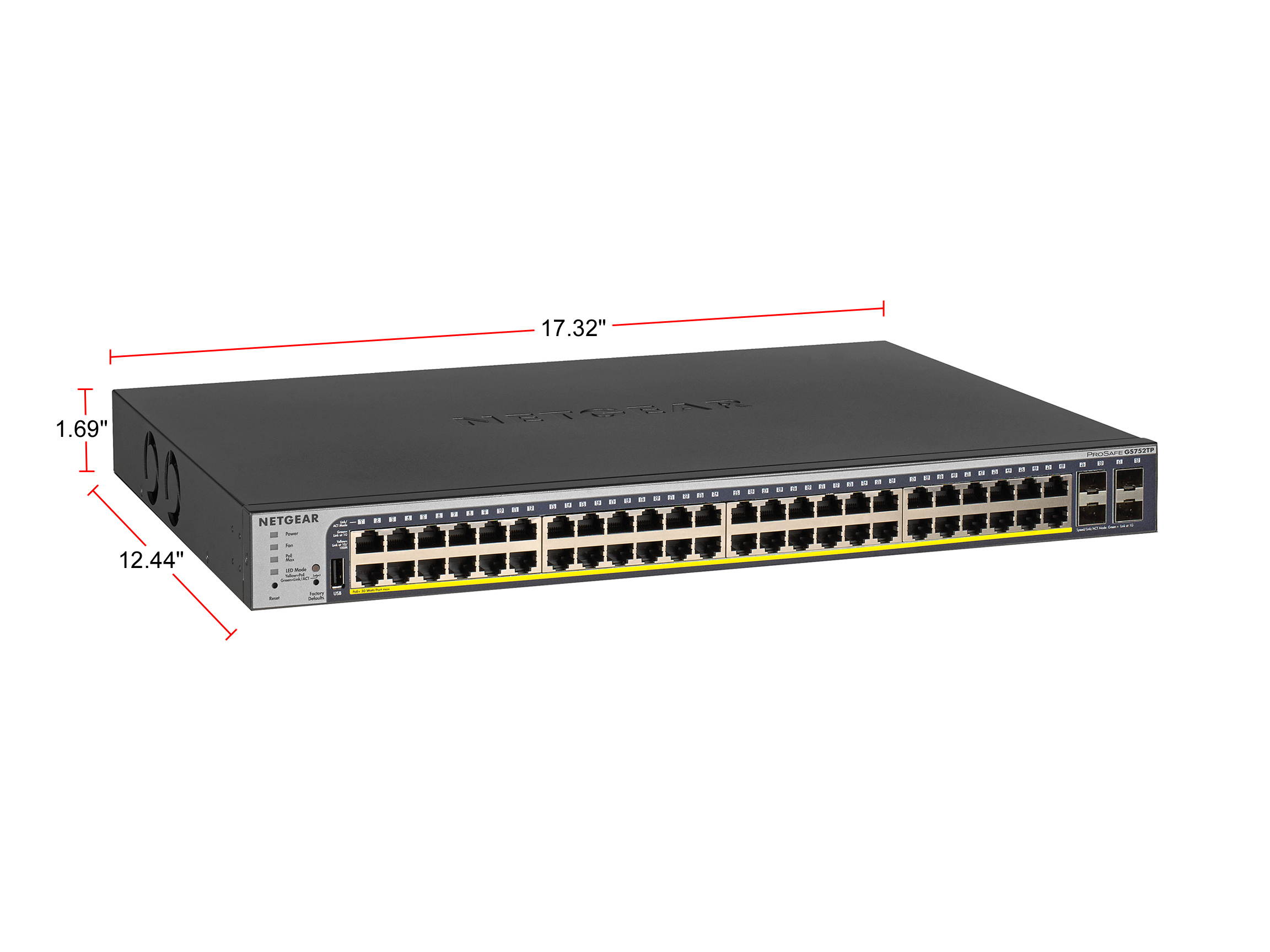 NETGEAR 28-Port PoE Gigabit/10G Stackable Smart Switch (GS728TXP) - Managed with 24 x PoE+ @ 195W, 2 x 10G Copper and 2 x 10G SFP+, Desktop/Rackmount, and ProSAFE Lifetime Protection