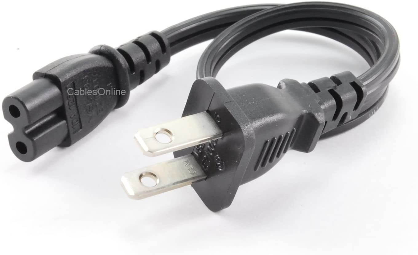 CablesOnline , 1ft 2-Prong Figure-8 Replacement Non-Polarized Computer Power Cord Cable, PC-10701