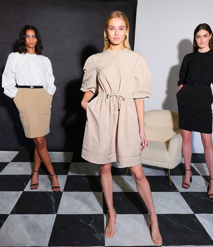 LDT Anna 3/4 Sleeve Drawstring Puff Dress