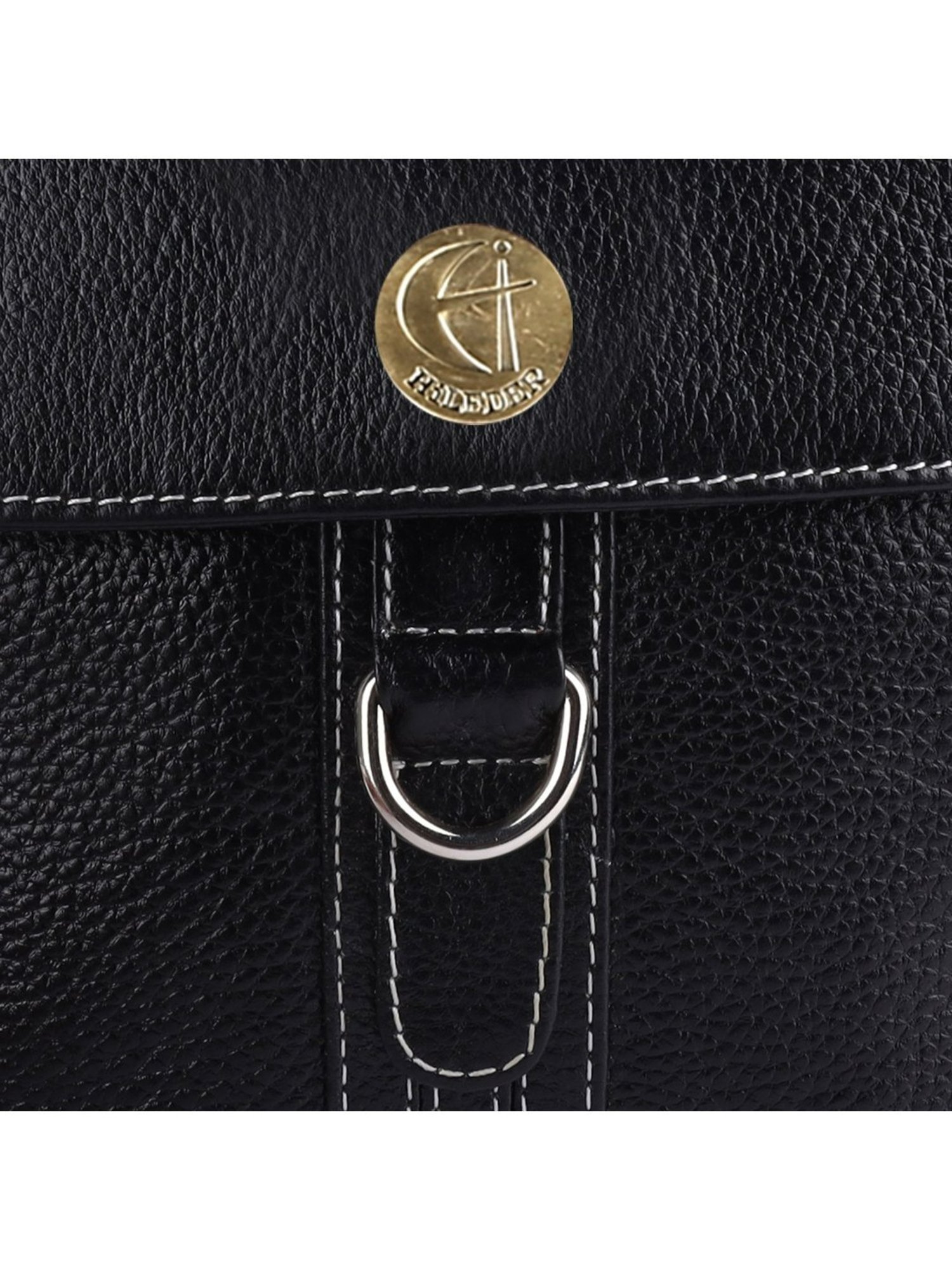 HiLEDER Black Textured Medium Leather 8 inch Cross Body Bag