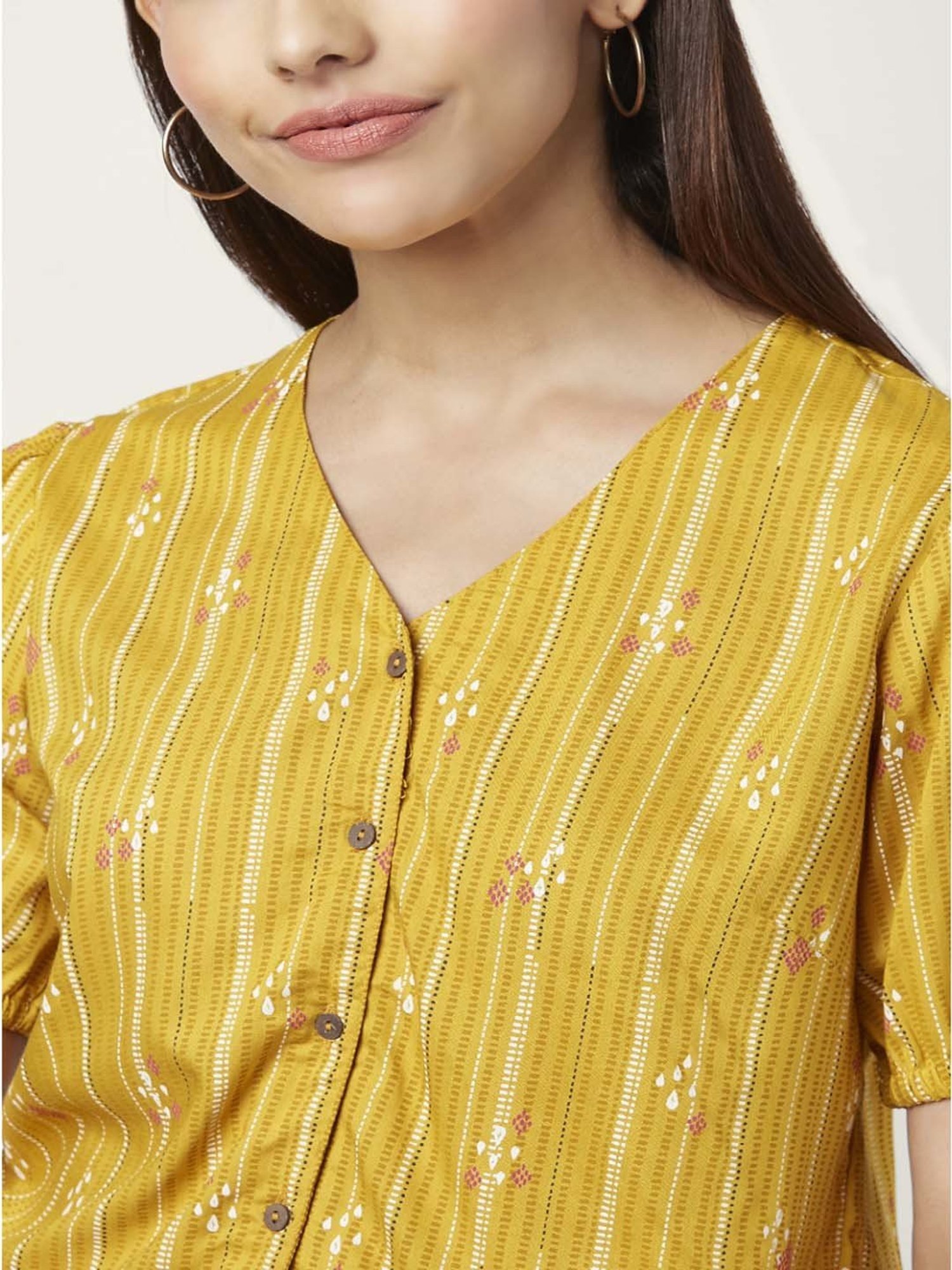 Akkriti by Pantaloons Mustard Printed Top