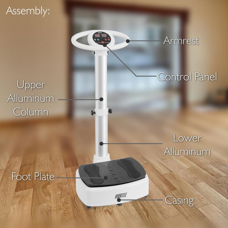 Hurtle HURVBTR63 Standing Oscillating Vibration Platform Full Body Exercise Machine Home Workout Trainer w/ Adjustable Settings, White (2 Pack)