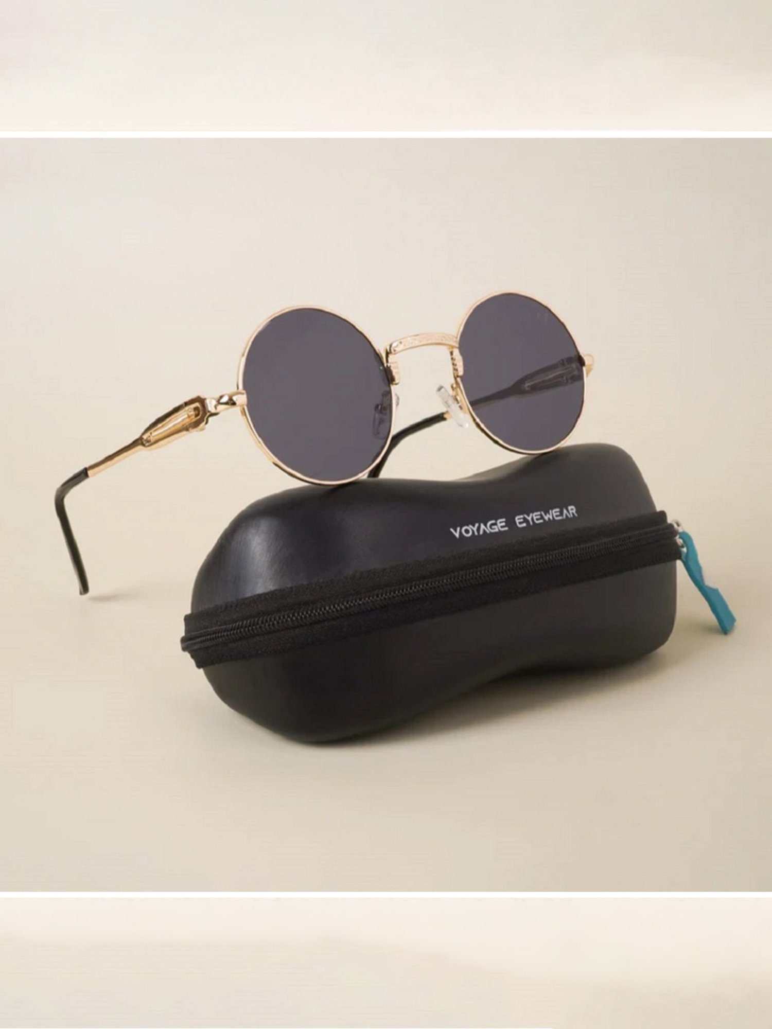 Voyage Black Round UV Protection Unisex Sunglasses