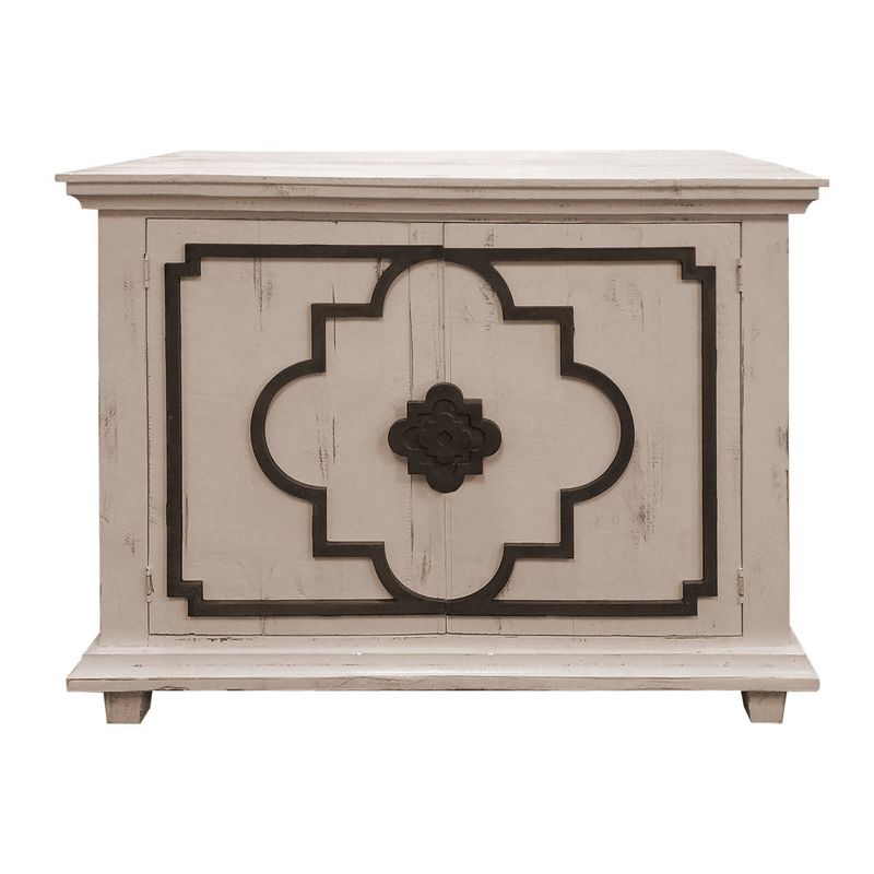 Kolczak Boho Handcrafted Mango Wood 2 Door Cabinet Light Gray - Christopher Knight Home