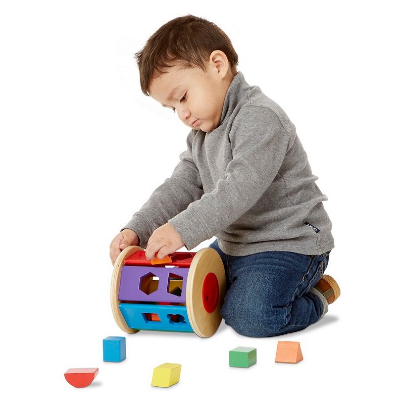 Melissa & Doug Match and Roll Shape Sorter - Classic Wooden Toy