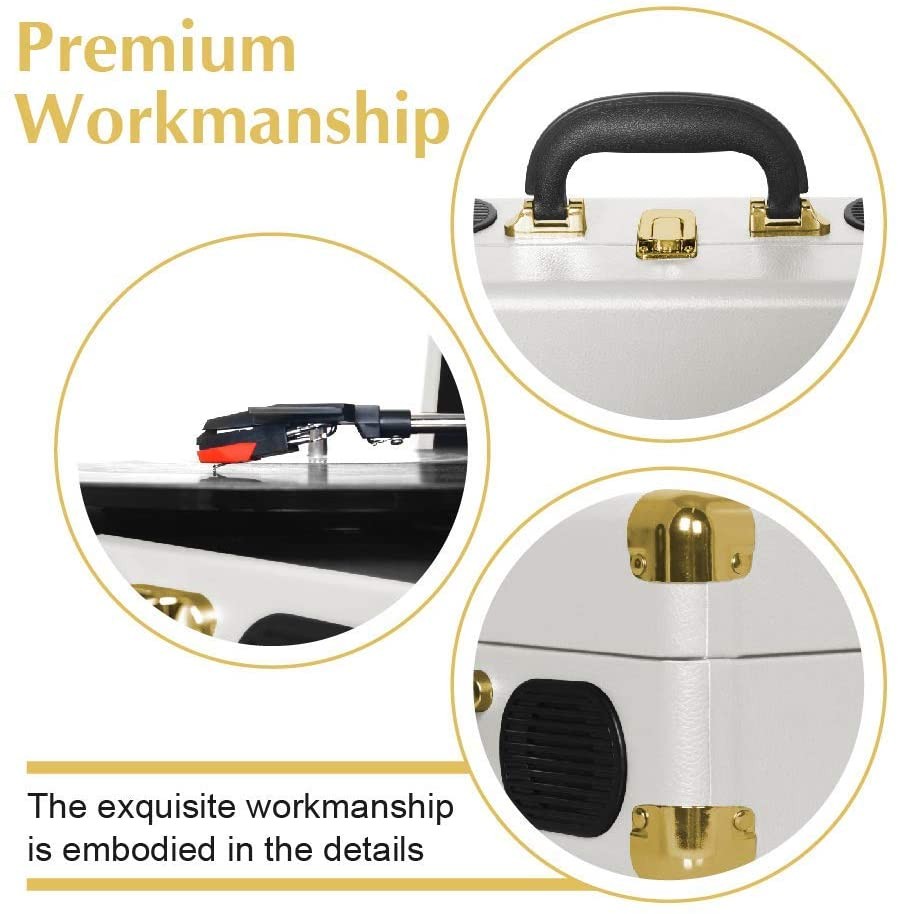 LP&No.1 Portable Suitcase Turntable with Stereo Speaker,3 Speeds Belt-Drive Vinyl Record Player Blue