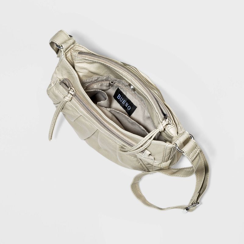 Bueno Zip Closure Mini Crossbody Bag - White