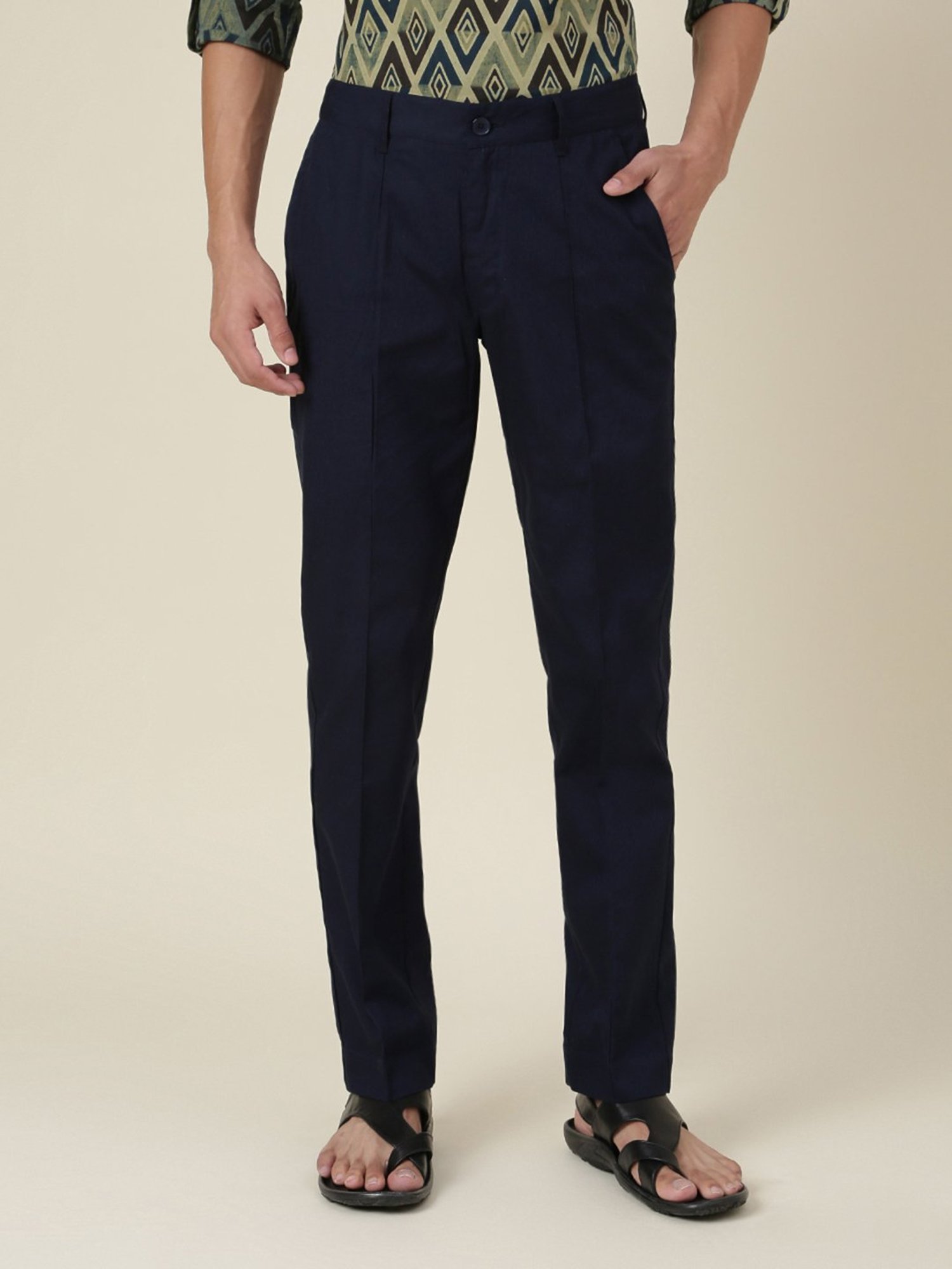 WES Casuals by Westside Olive Relaxed-Fit Mid-Rise Cotton Blend Joggers