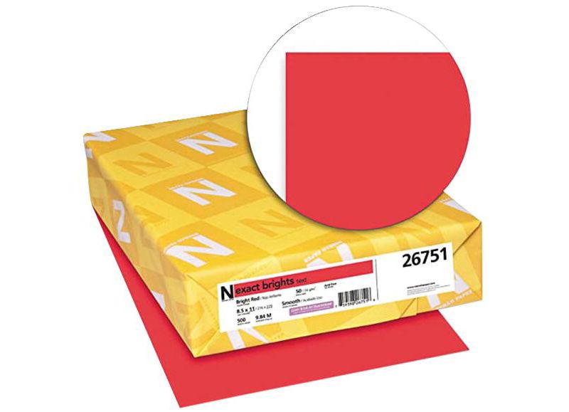 Exact Color Copy Paper, 8-1/2 x 11 Inches, 20 lb, Bright Red, 500 Sheets
