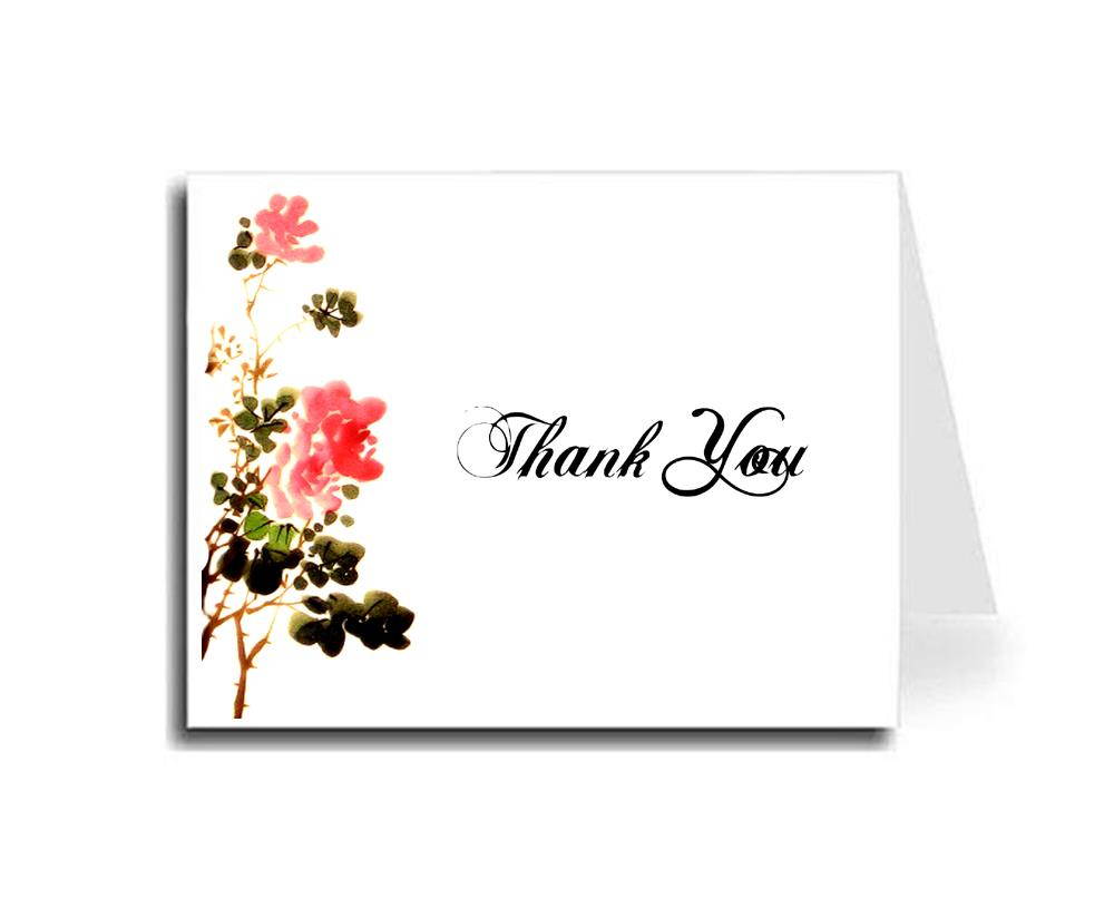 Artisan Decor Watercolor Flower Thank You Card Set of 30 (ABIGAL Font)