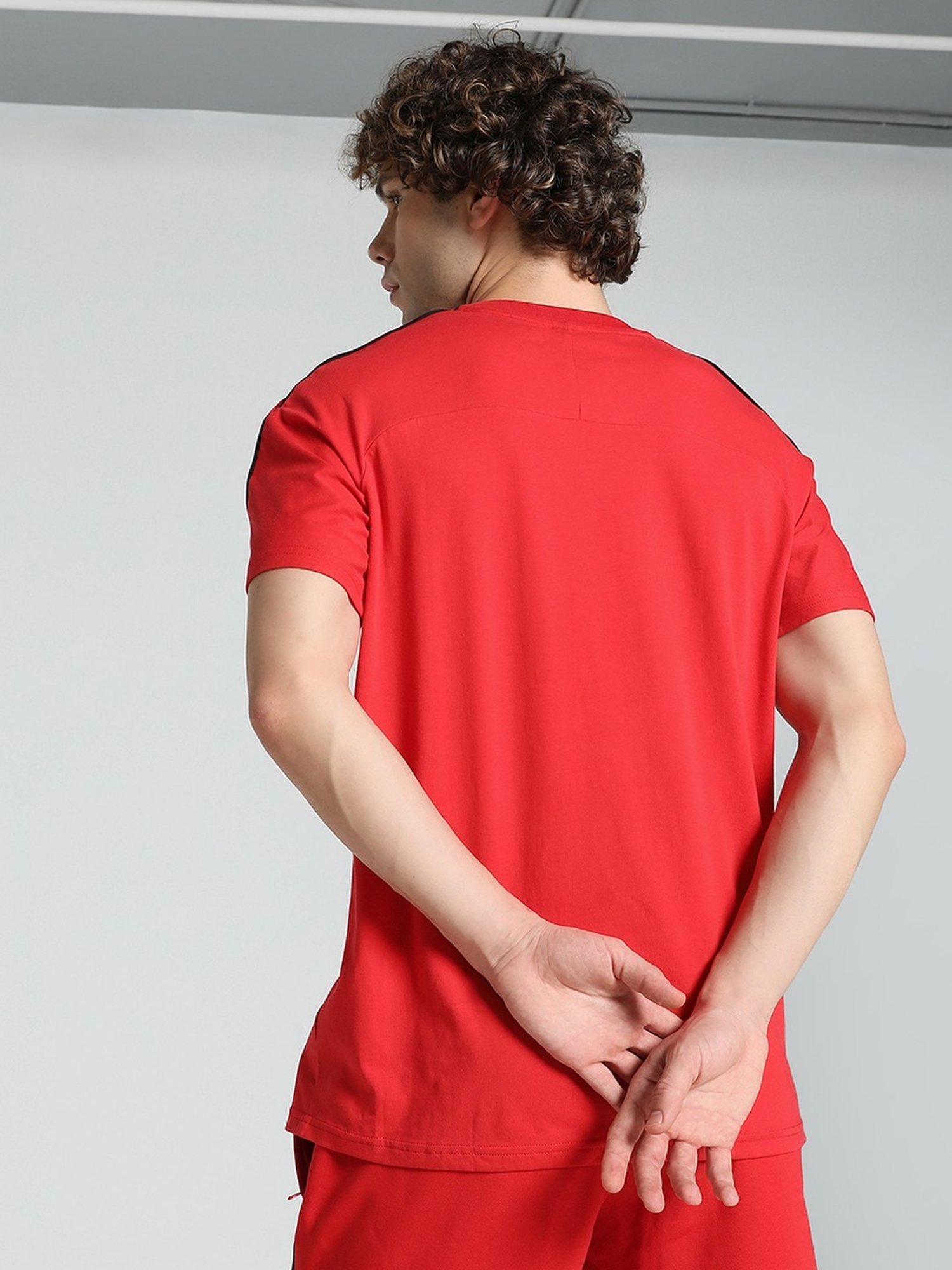 Puma Red Cotton Regular Fit Sports T-Shirt