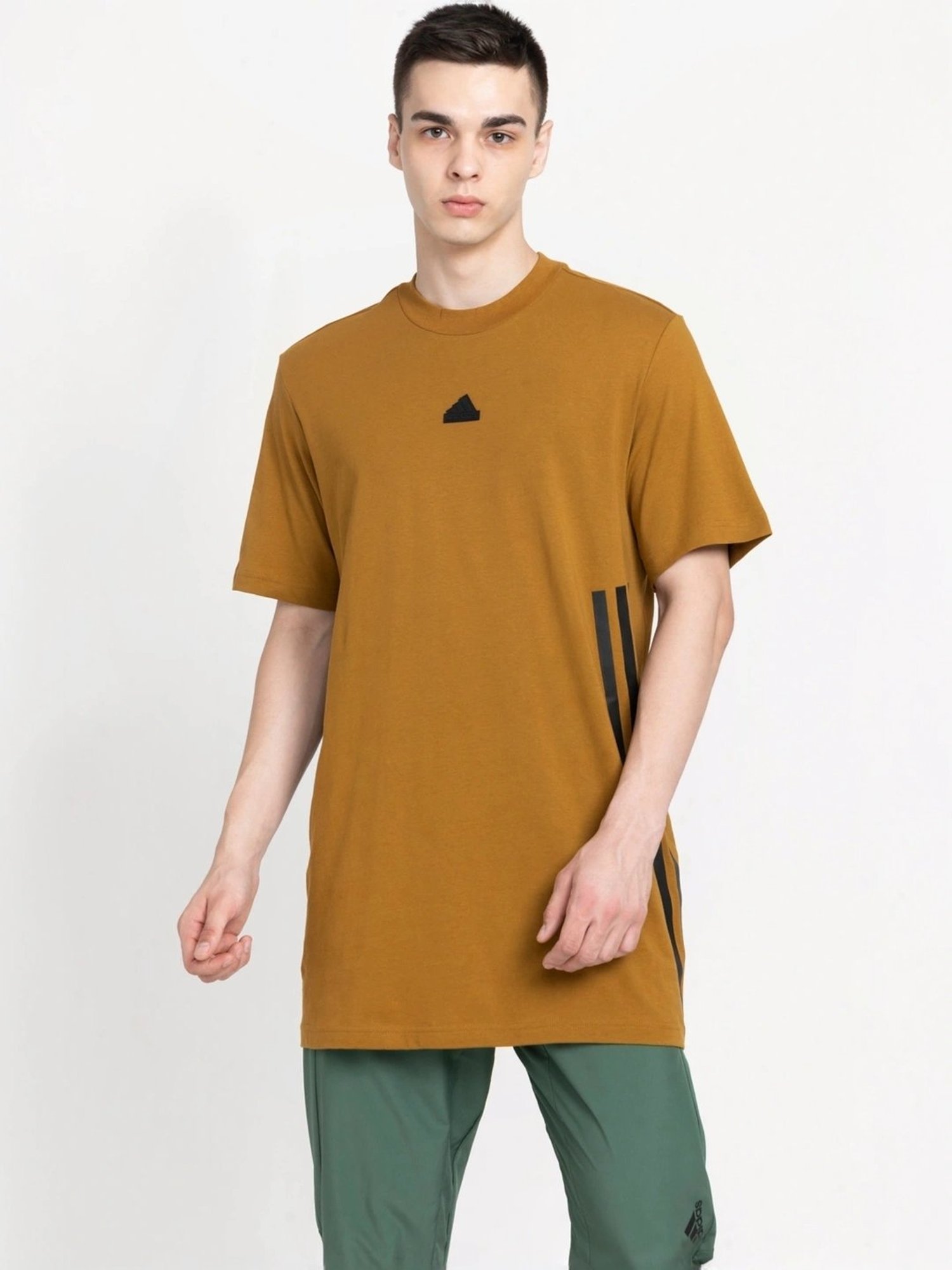 Adidas Brown Cotton Regular Fit T-Shirt