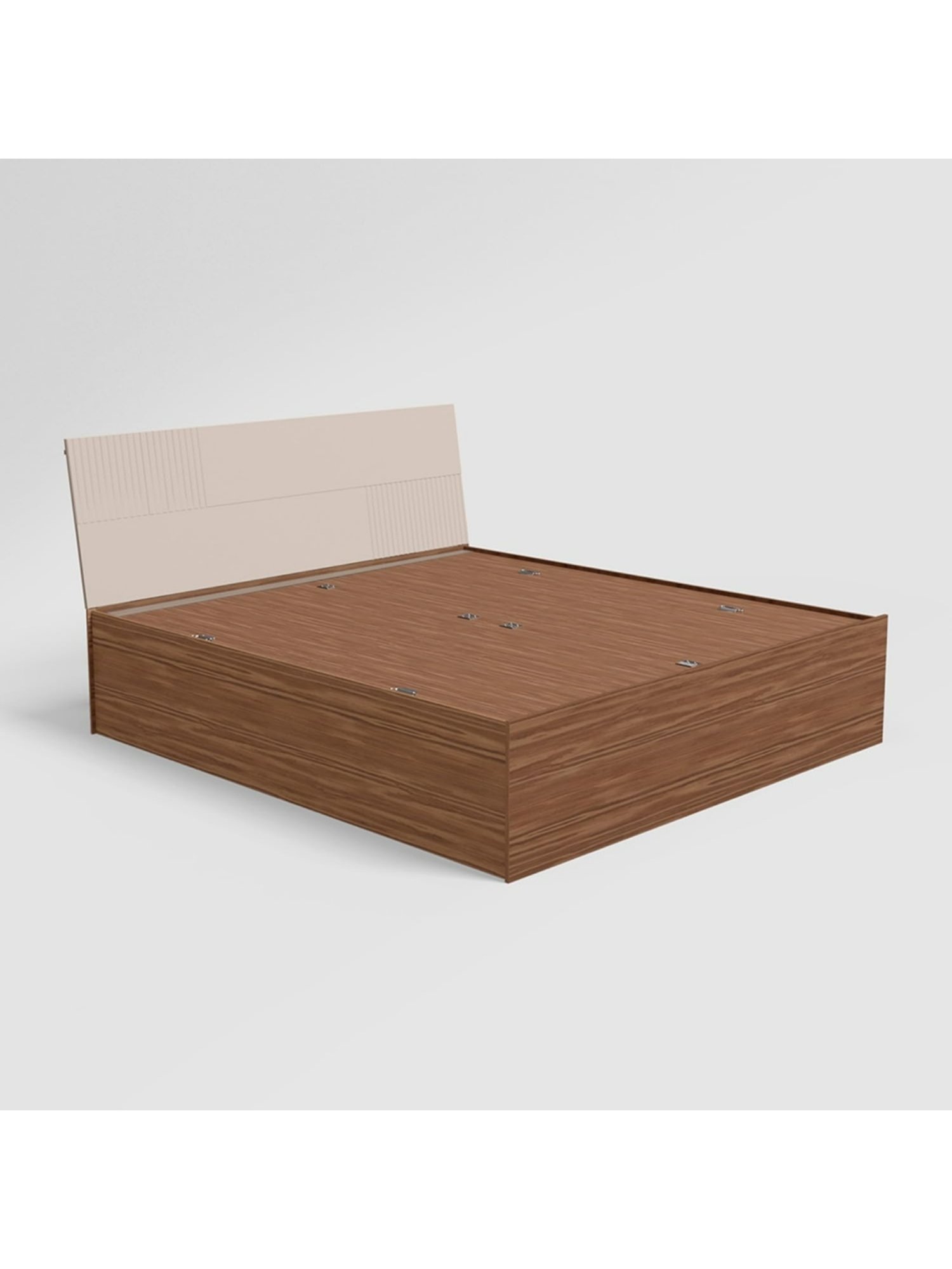 Godrej Interio Flutes Wee Cream & Brown Engineered Wood King Size Bed with Box Storage