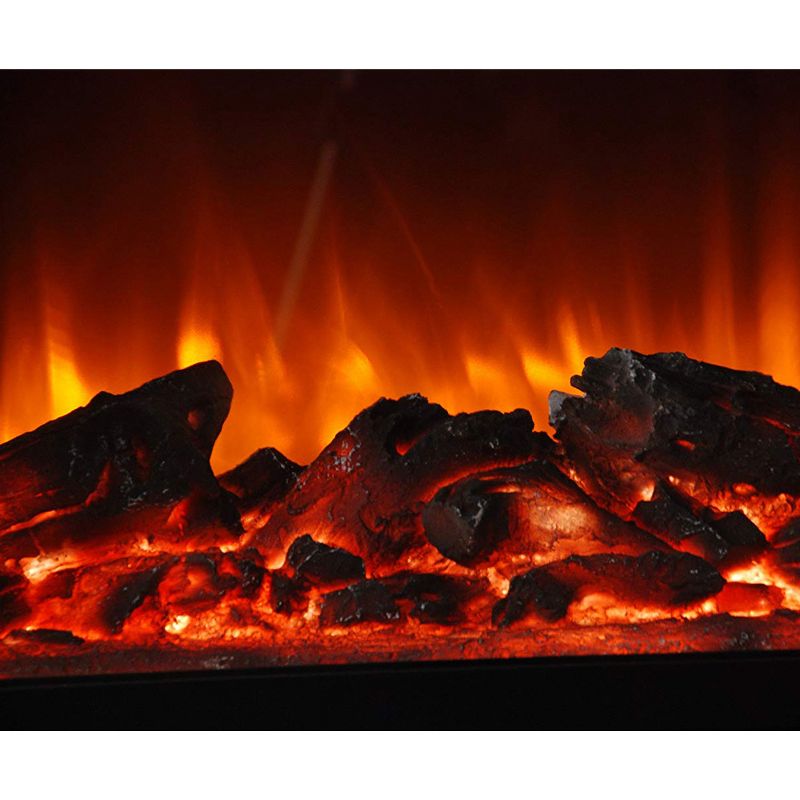 Lifesmart Large Room 1500W Portable Quartz Infrared Electric Indoor Fireplace Space Heater with 3 Heat Settings, Remote, and Tip-Over Protection, Oak