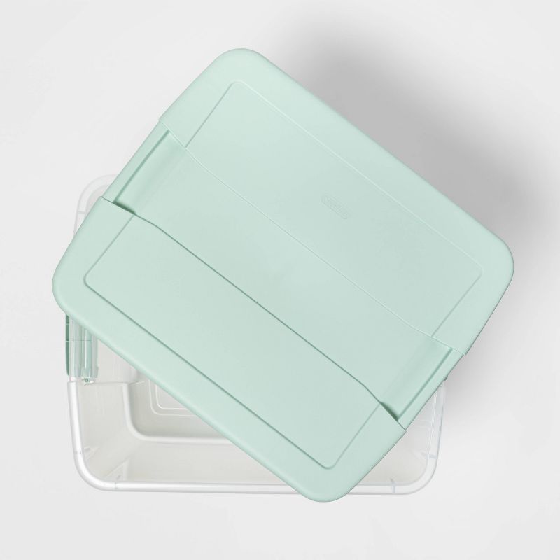 66qt Latching Storage Box with Lid Clear/Mint - Room Essentials™