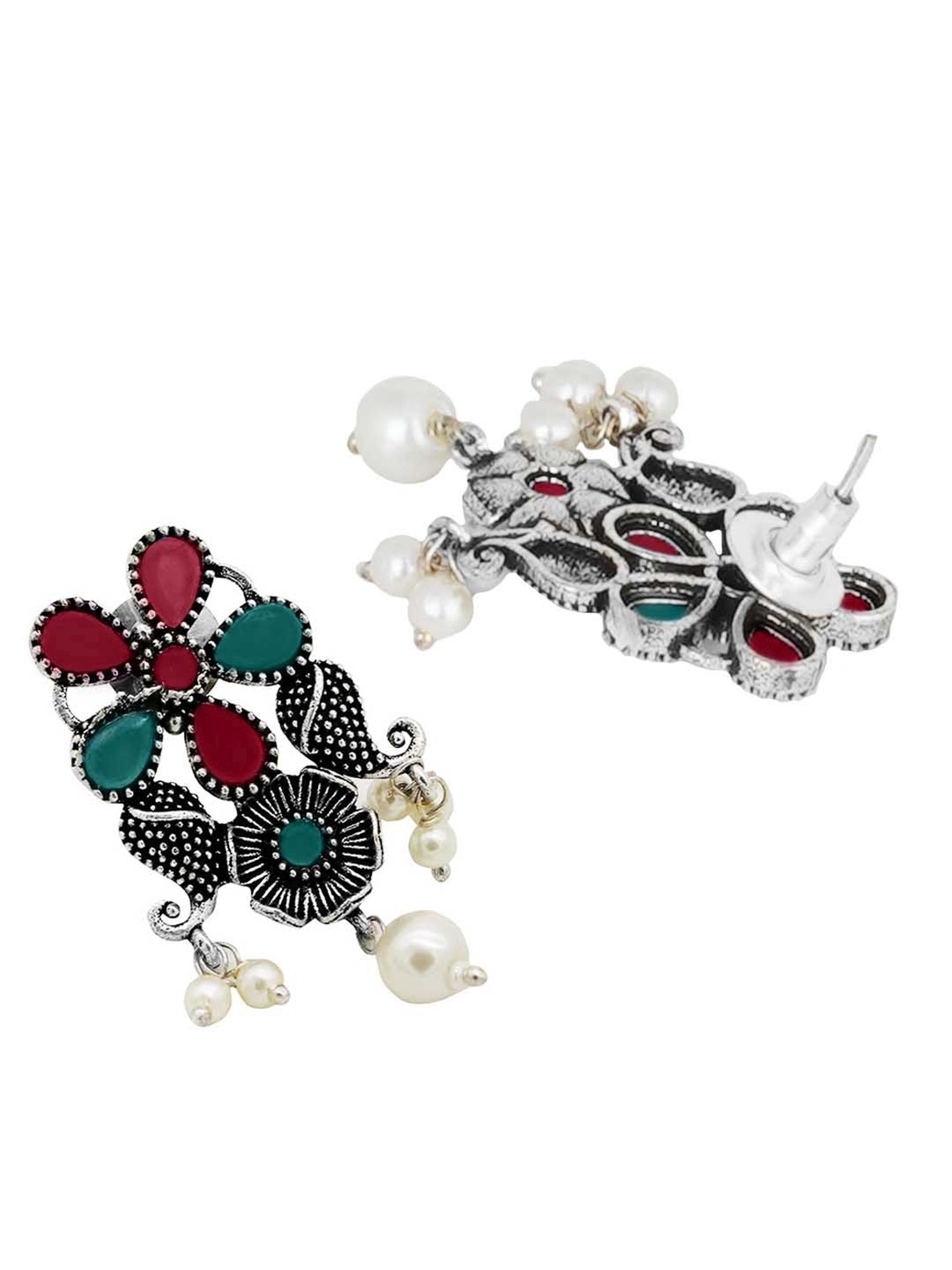 Teejh Ethnic Niranjana Multi Silver Oxidized Necklace Set for Women