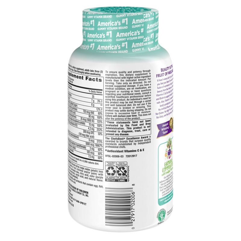 Vitafusion Gorgeous Hair Skin & Nails Supplement Gummies - Raspberry - 135ct