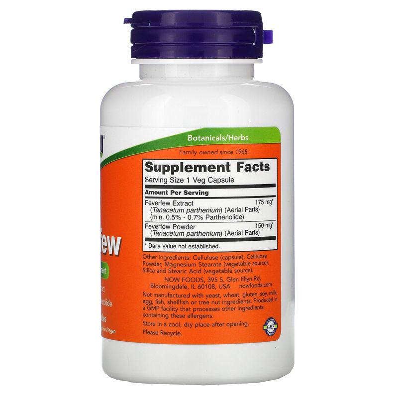 Now Foods Feverfew, 100 Veg Capsules, Herbal Supplements