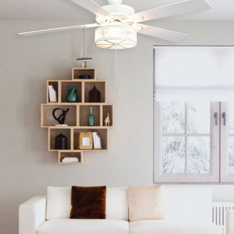 52" LED 5-Blade Alabaster Mesh Lighted Ceiling Fan - River of Goods