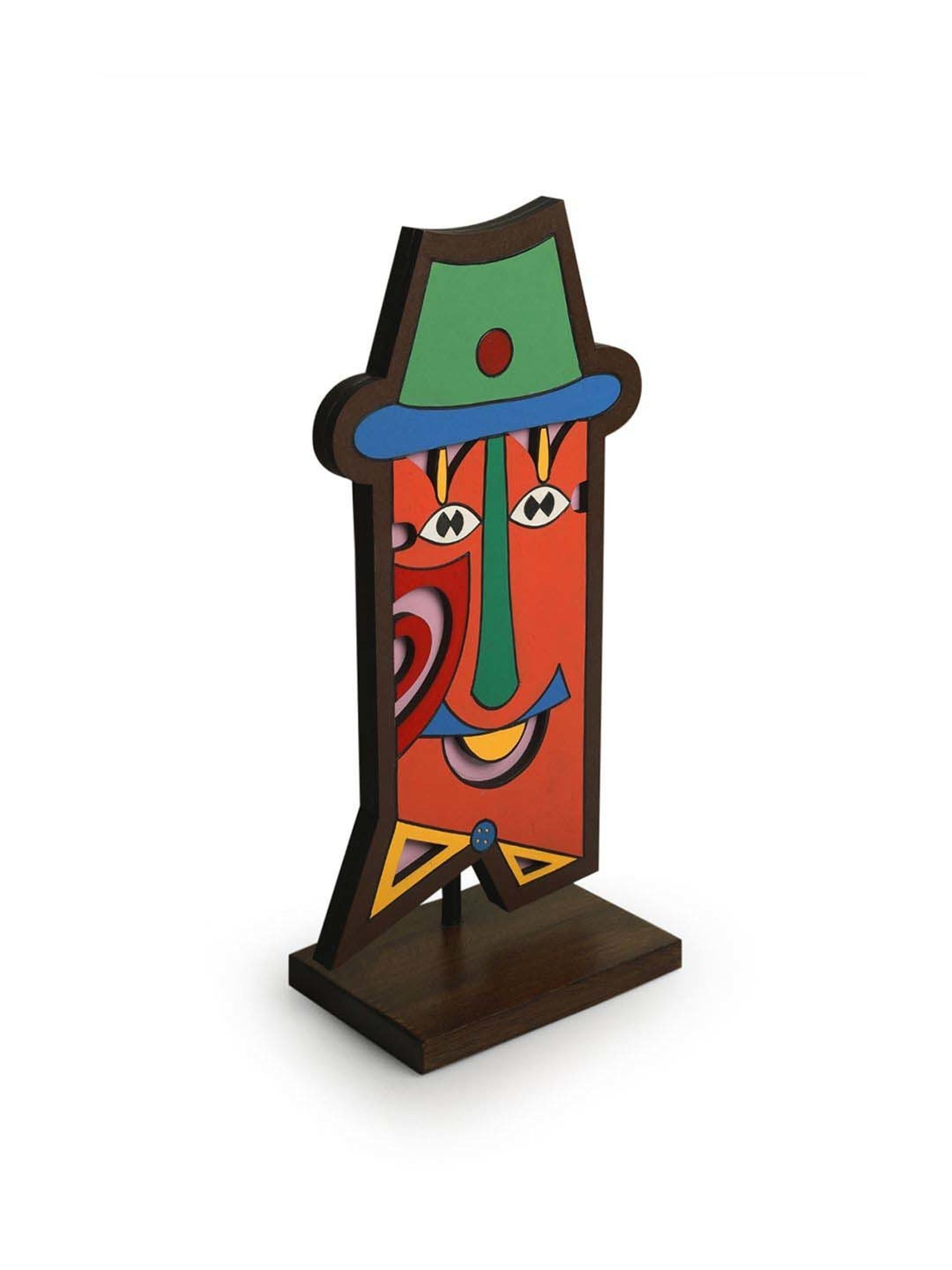 ExclusiveLane Multicolor Pinewood Tribal African Mask Decorative Sculpture