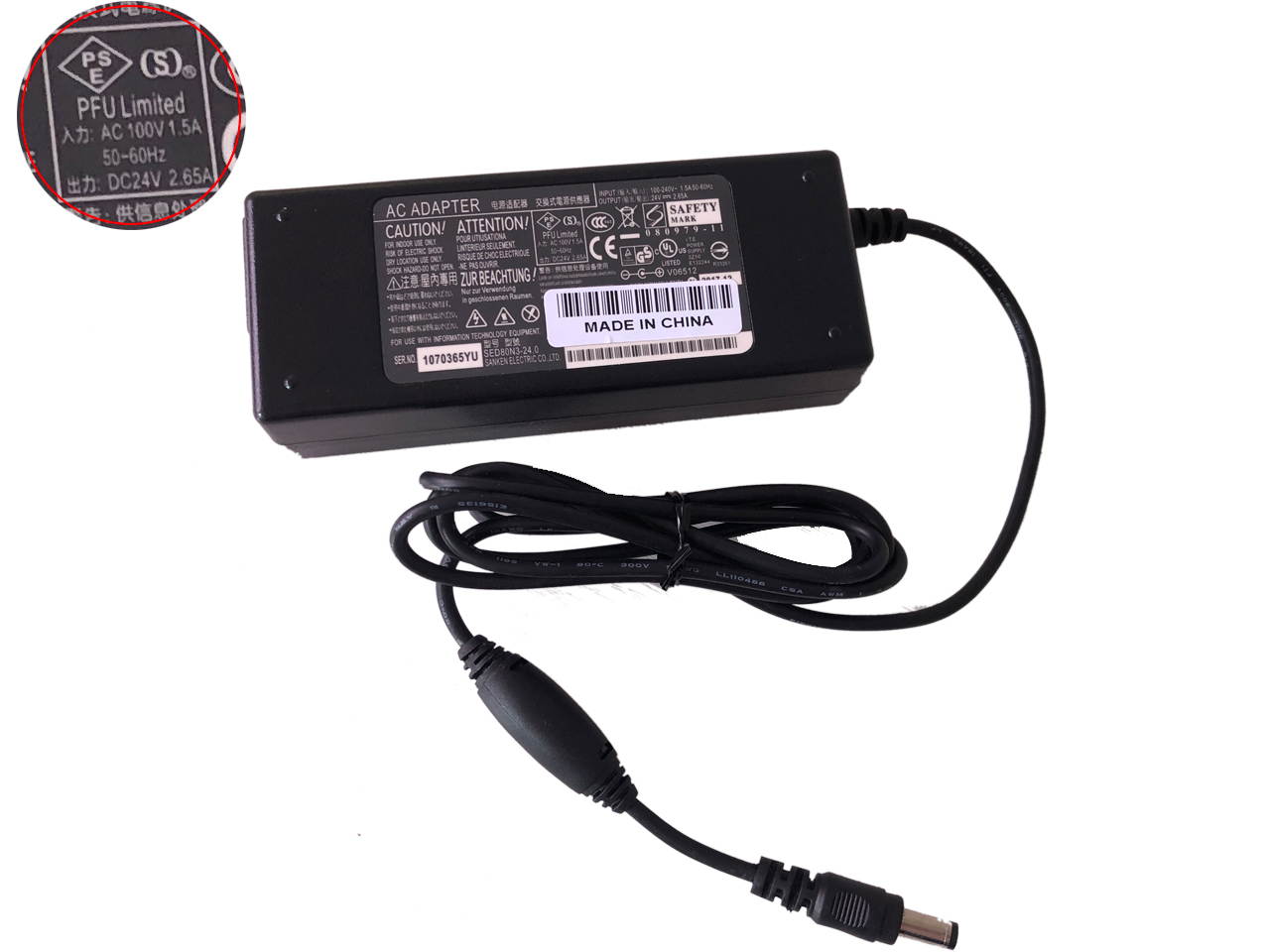 24V 2.65A Power Adapter for Fujitsu fi-6130 fi-6140 fi-6230 fi-6240 fi-5530C2 Battery Charger 5.5mm*2.0mm