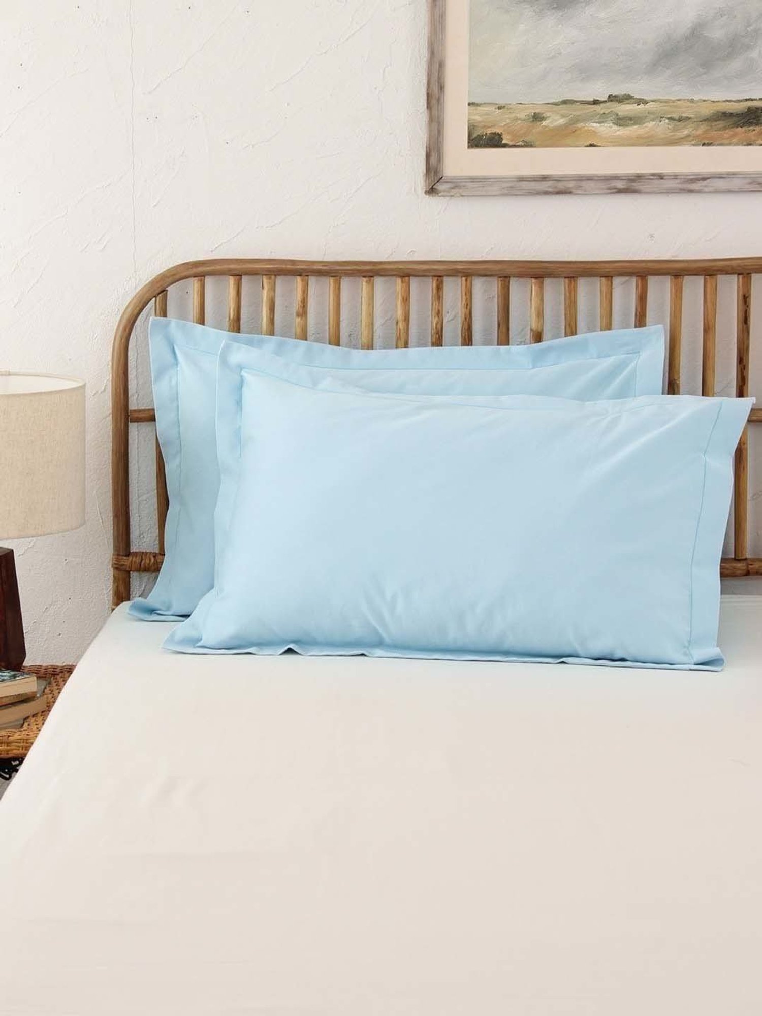 House This Juniper Blue Cotton 600 TC Pillows - Set of 2