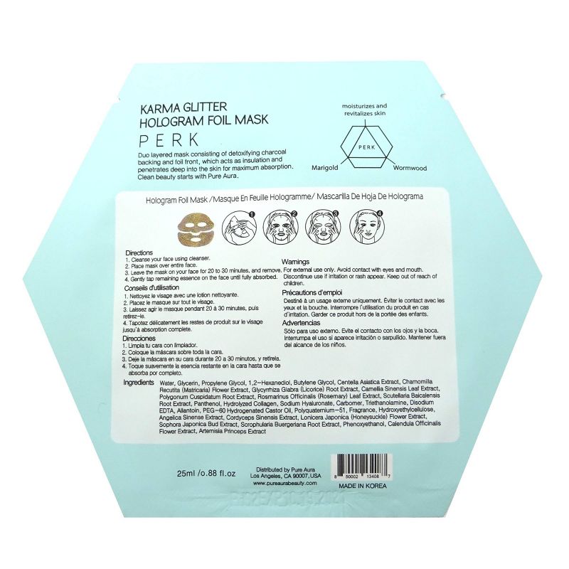 Pure Aura Karma Glitter Foil Mask - 0.88 fl oz