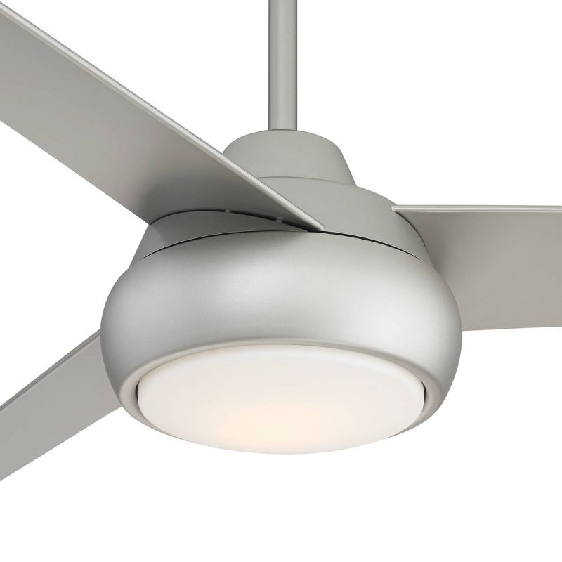 52" Casa Vieja Modern 3 Blade Ceiling Fan with Light LED Dimmable Remote Brushed Nickel Opal Glass House Bedroom Living Room Home