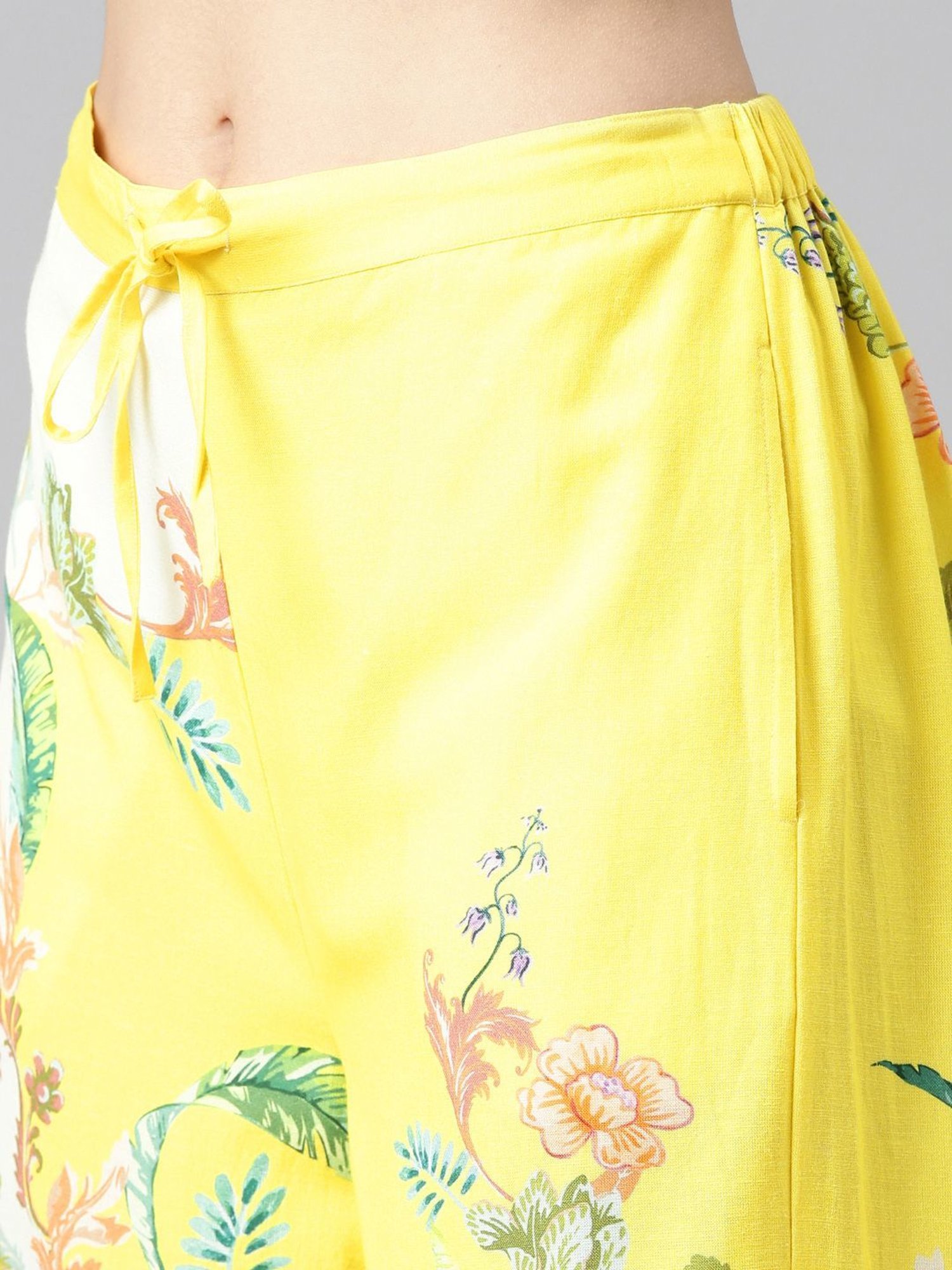 Zolo Label Yellow Floral Print Shirt Pant Set