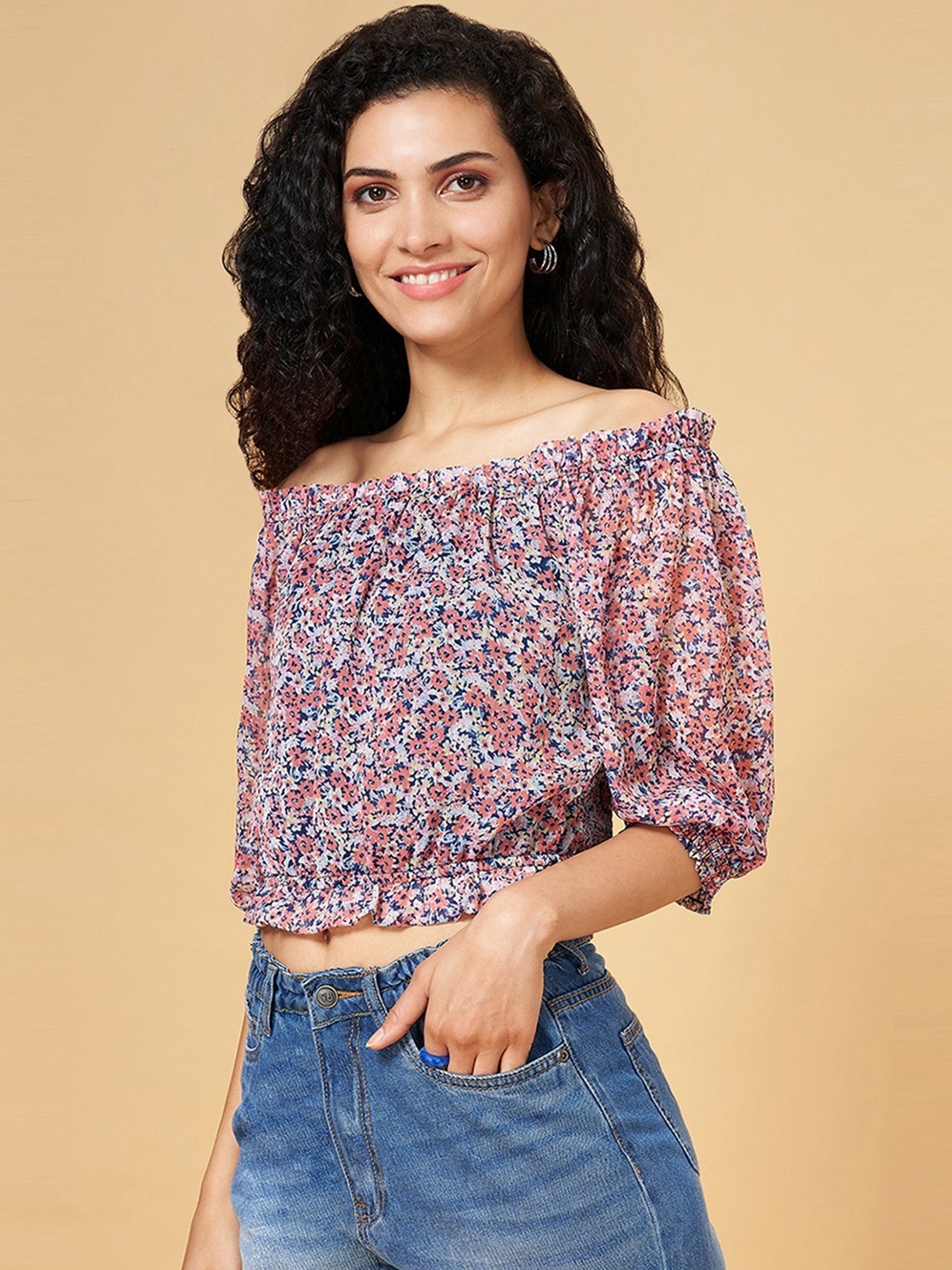 YU by Pantaloons Multicolored Floral Print Top