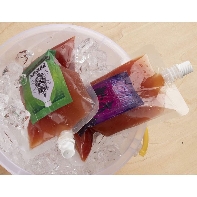 Spooky Central 20 Pack Haunted Blood Bags for Drinks with Stickers, Halloween Party Supplies(8 oz)