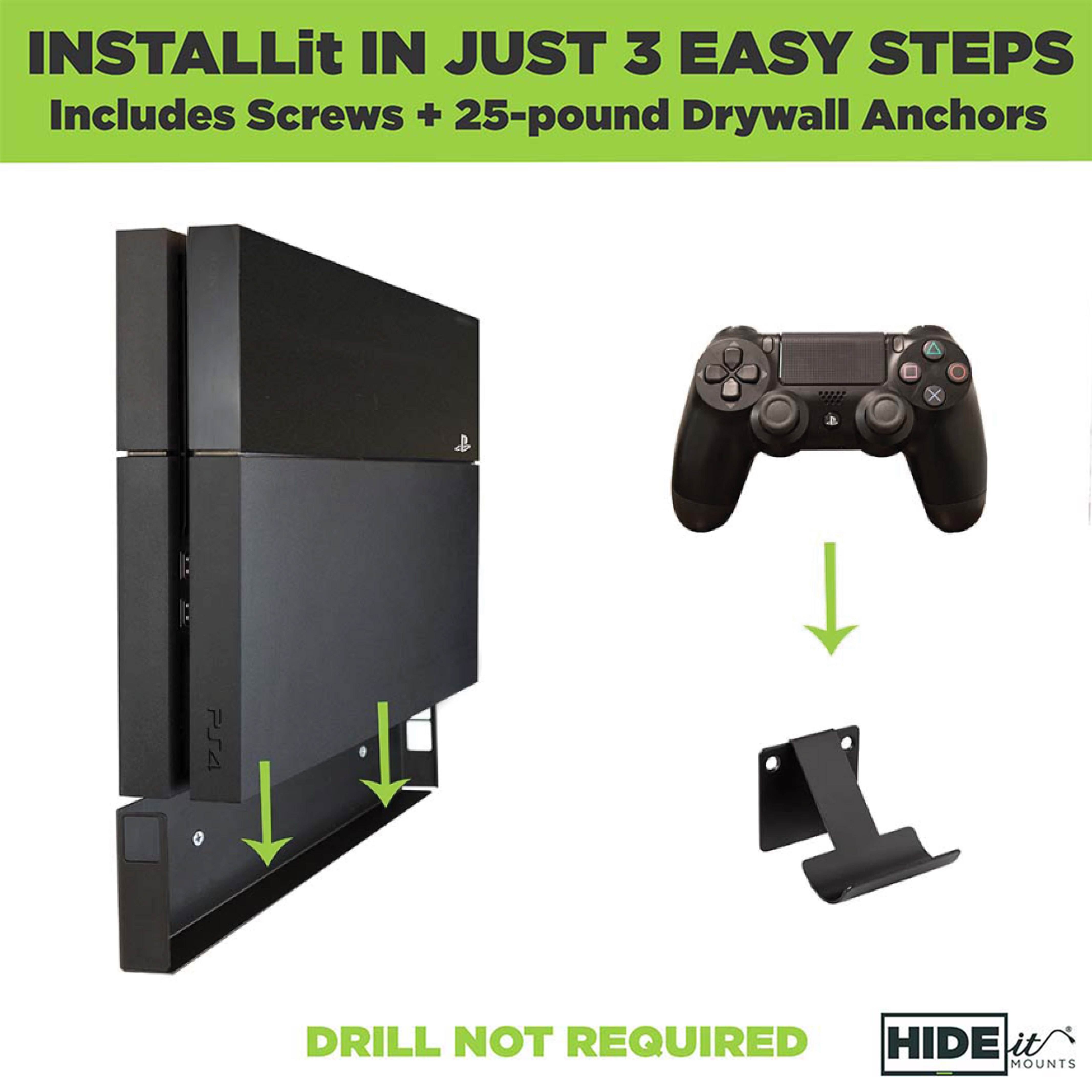 HIDEit PS4 Wall Mount + (2) Controller Mount (Bundle)  | Made in the USA